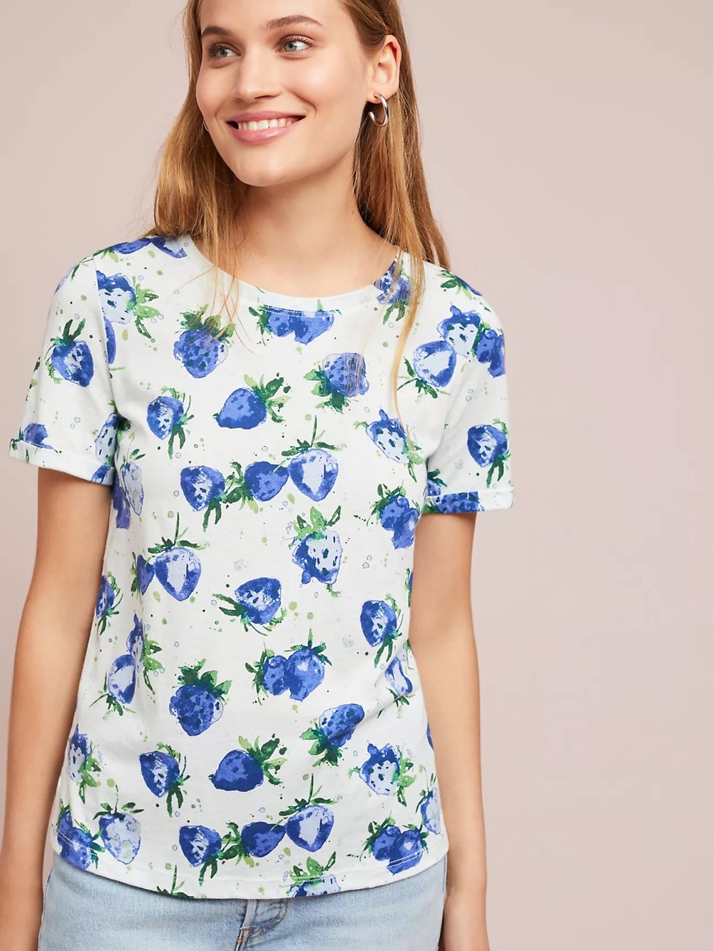 Anthropologie Strawberry Fields Tee